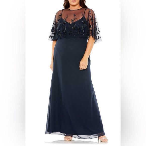 Mac Duggal NWT Plus Size Sleeveless Gown in Midnight Blue Size 20W - Picture 1 of 3